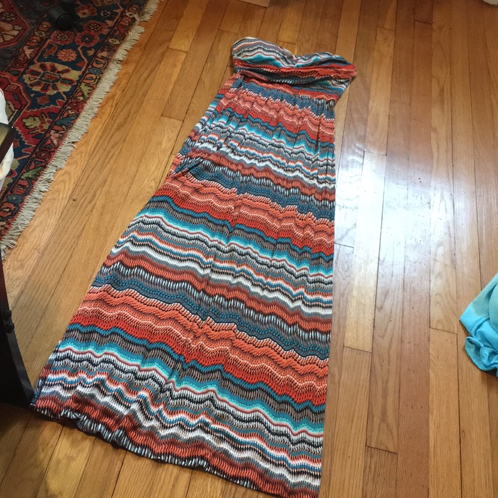 Blue and orange maxi dress